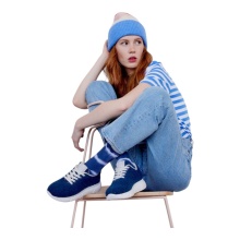 Grand Step Shoes Sneaker Cozy Wool (wełna, antybakteryjna) niebieskie damskie